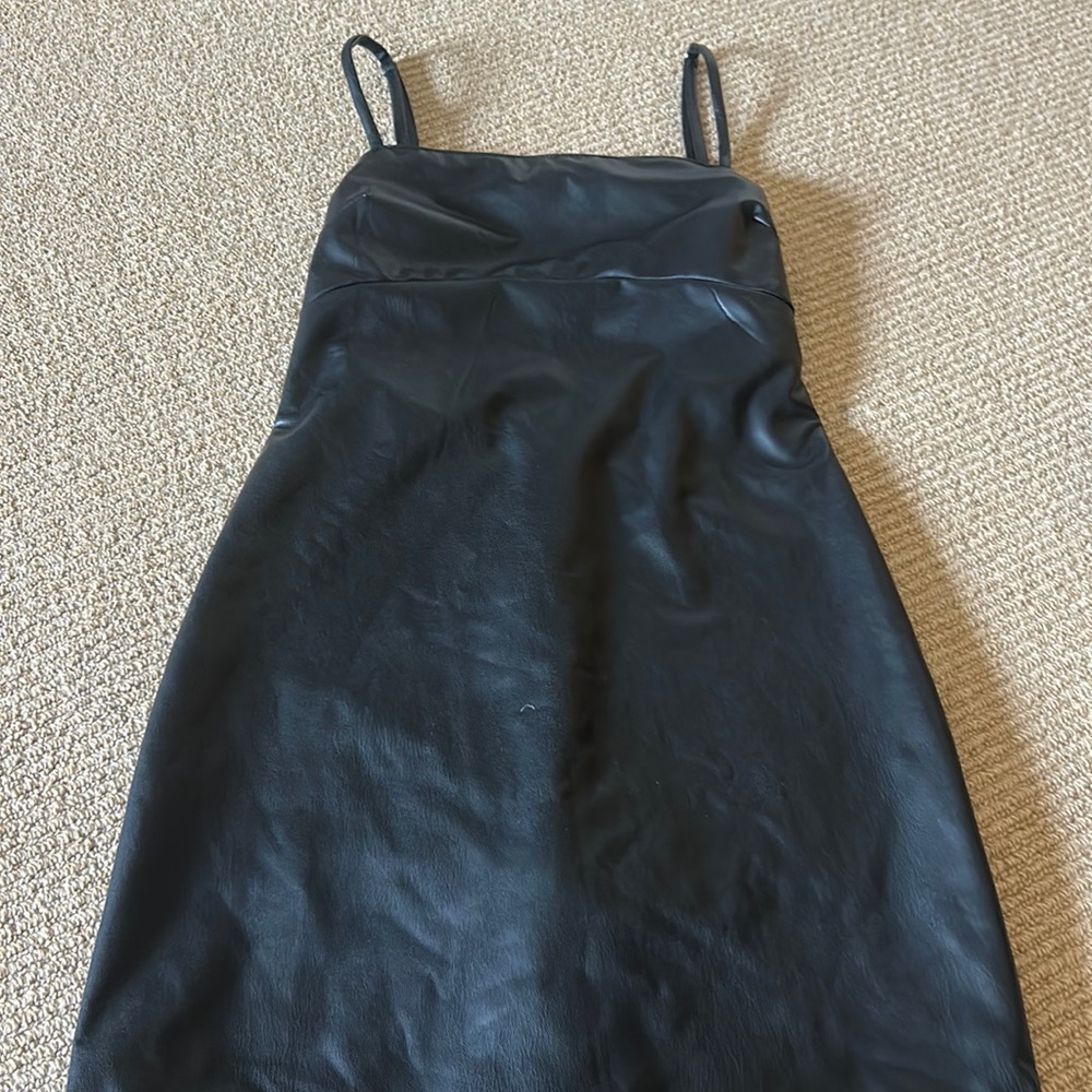 Leather mini dress